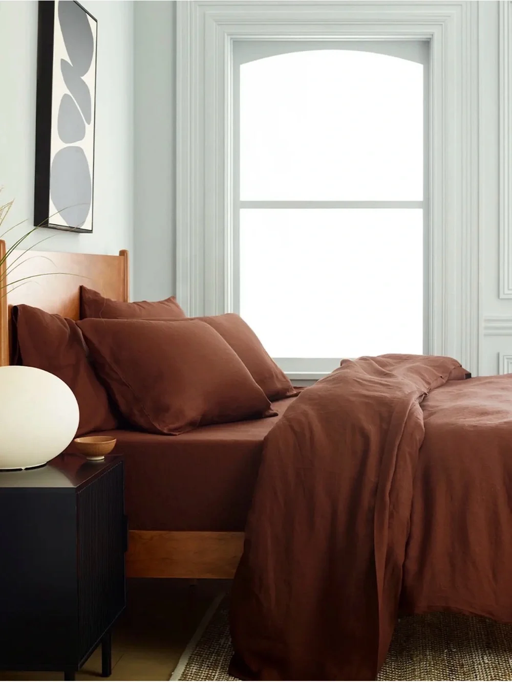 Full/Queen Bordeaux European Linen Duvet Cover - Retail $174